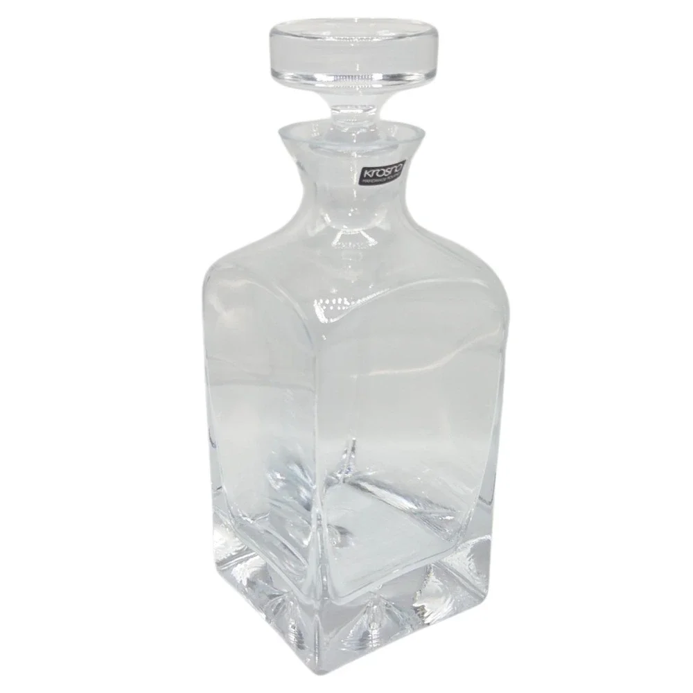Krosno Glass Heavy Square Decanter‎ With Stopper Made In Poland 24.5oz 750ml NEW